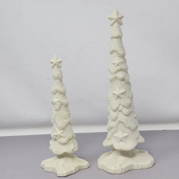 Dept 56 Snowbabies Starry Pines Set Of 2 Christmas Trees Porcelain Figurines - Picture 2 of 10